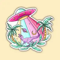 UFO Dinosaur Sticker